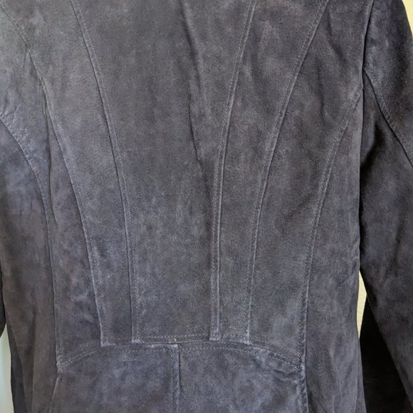 Isaac Mizrahi Navy SUEDE MOTO Jacket | 10 | EUC - Picture 6 of 10
